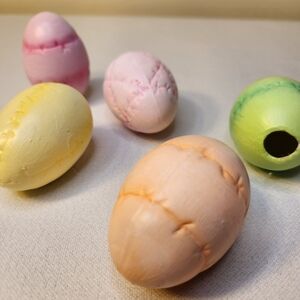 Five Vintage Hand Painted Ceramic Quilted Easter Eggs Pastel Colors Spring